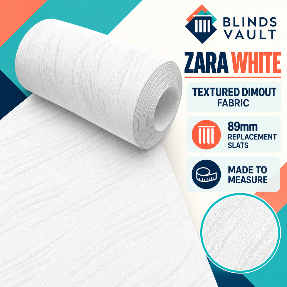 Zara White 89mm (3.5")  Dimout Replacement Vertical Blind Slats